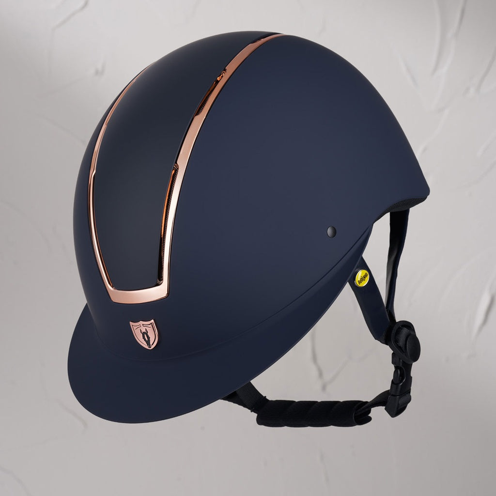 Tipperary Windsor MIPS® Helmet Navy Blue Rose Gold Wide Brim