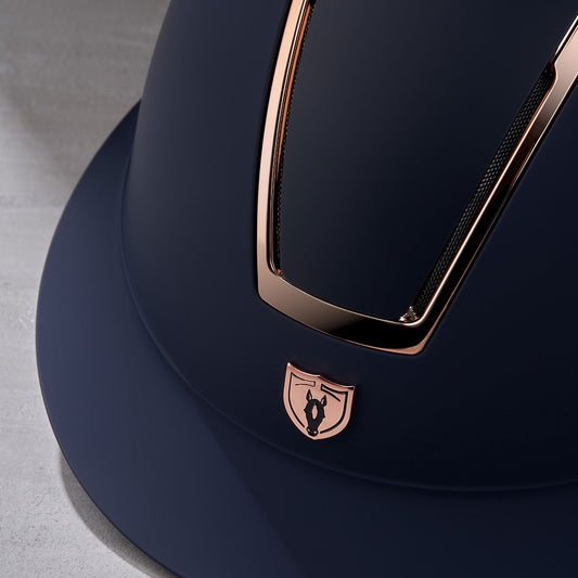 Tipperary Windsor MIPS® Helmet Navy Blue Rose Gold Wide Brim