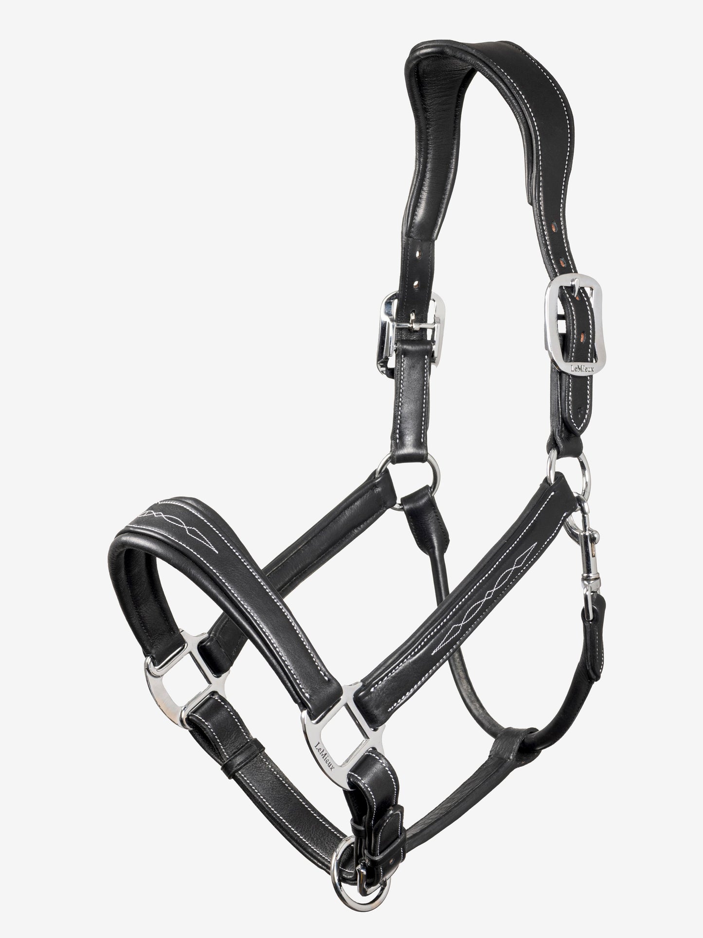 Stitched Leather Headcollar Black Full