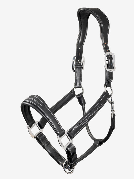 Stitched Leather Headcollar Black Full